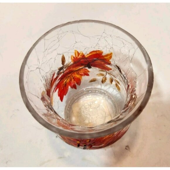 Yankee Candle Autumn Crackle Votive Tea Light Holder Colorful 3.5" Tall by 4" - Picture 2 of 11